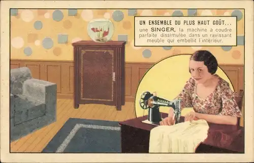 Ak Mulhouse Mülhausen Elsass Haut Rhin, Reklame, Singer Nähmaschine, Rue du Sauvage