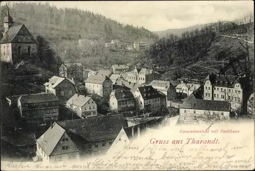 Ak Tharandt im Erzgebirge, Totalansicht mit Stadthaus