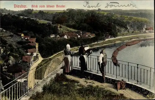 Ak Diesbar Seußlitz Nünchritz an der Elbe, Blick vom Bösen Bruder