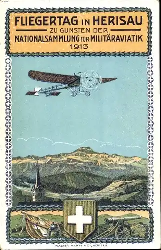 Ak Herisau Appenzell Außerrhoden, Fliegertag zu Gunsten der Nationalsammlung für Militäraviatik 1913