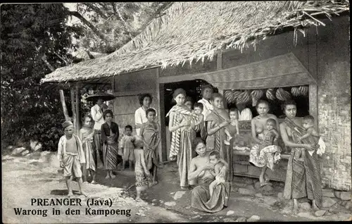 Ak Preanger Priangan Parahyangan Java Indonesien, Warong in den Kampoeng