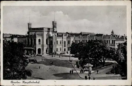 Ak Wrocław Breslau Schlesien, Hauptbahnhof