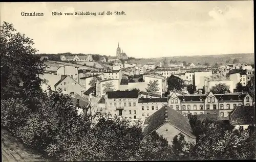 Ak Grudziądz Graudenz Westpreußen, Panorama, Blick vom Schlossberg