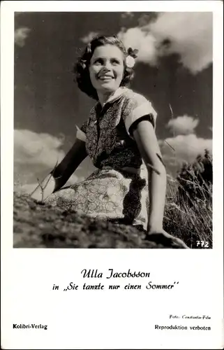 Ak Schauspielerin Ulla Jacobson, Portrait, in Sie tanzte nur einen Sommer