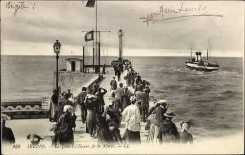 Ak Dieppe Seine Maritime, La Jetee a l'Heure de la Maree