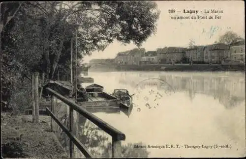 Ak Lagny Seine et Marne, La Marne en amont du Pont de Fer