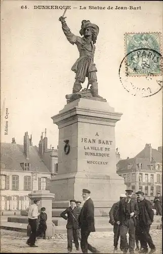 Ak Dunkerque Dünkirchen Nord, la Statue de Jean-Bart