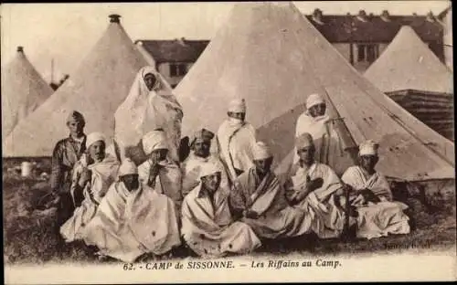 Ak Sissonne Aisne, Camp de Sissonne, les Riffains au Camp