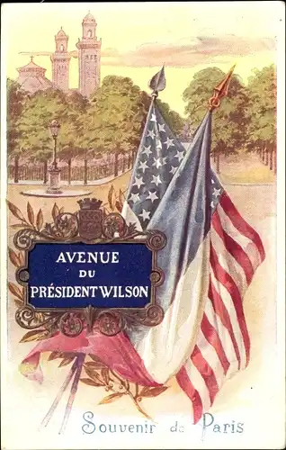 Ak Paris XVI, Avenue du President Wilson, Fahnen