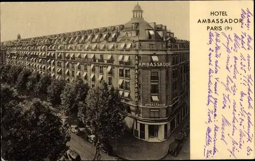 Ak Paris 9e, Hotel Ambassador, 16, Boulevard Haussmann