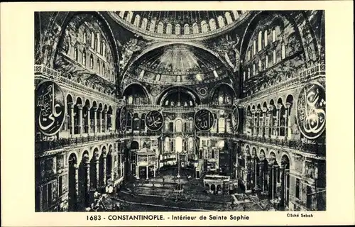 Ak Konstantinopel Istanbul Türkei, Innenraum der Hagia Sophia