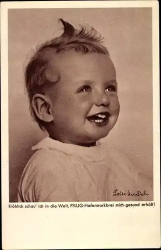 Ak Baby, Portrait, Werbung, PFLUG-Gebirgshafermark, Haferspeise