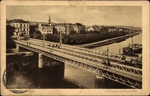 Ak Saarbrücken im Saarland, Luisenbrücke, Panorama