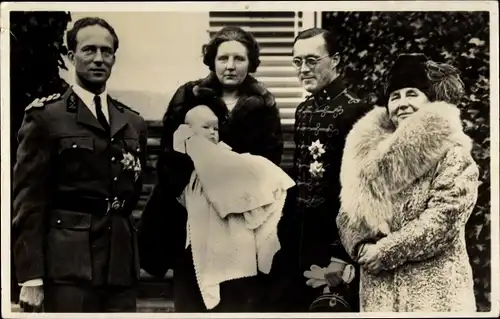 Ak König Leopold III von Belgien zu Besuch in Soestdijk, Juliana der Niederlande, Wilhelmina