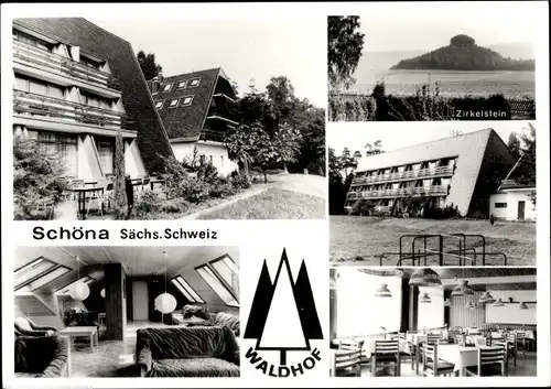 Ak Schöna Sächsische Schweiz, Waldhof, Zirkelstein, Speiseraum, Außenansicht