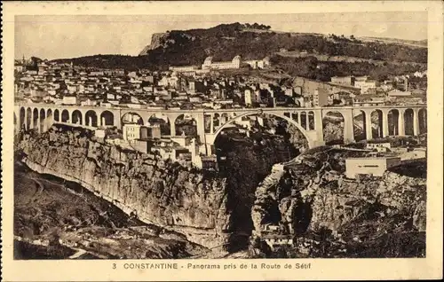 Ak Constantine, Algerien, Panorama aufgenommen von der Route de Sétif