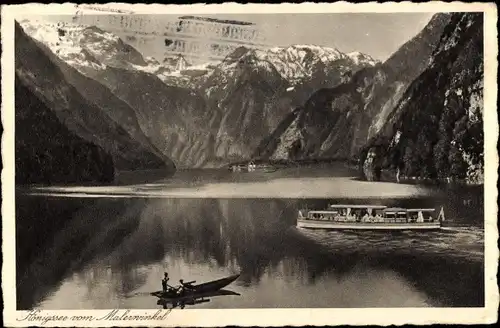 Ak Königsee Königssee Oberbayern, Panorama, Boot