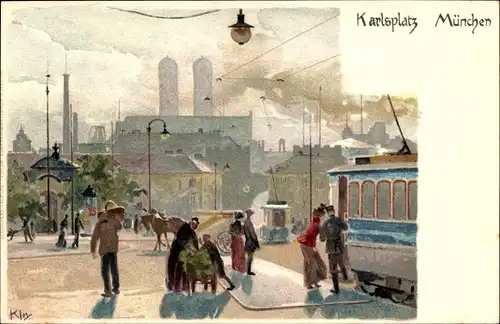 Künstler Litho Kley, H., München Bayern, Karlsplatz