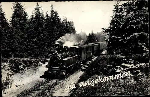 Ak Gut angekommen, Eisenbahn, Dampflokomotive