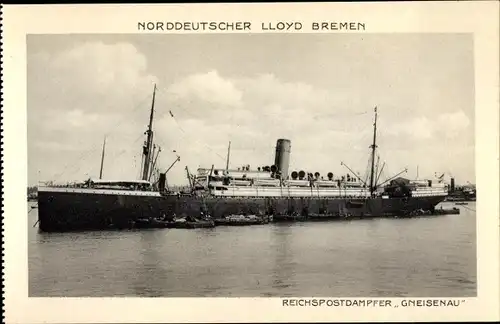 Ak Reichspost-Dampfer Gneisenau, Norddeutscher Lloyd Bremen