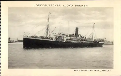 Ak Reichspostdampfer Yorck, Norddeutscher Lloyd Bremen