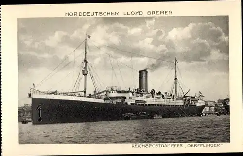 Ak Norddeutscher Lloyd Bremen, Reichspostdampfer Derfflinger, Dampfschiff