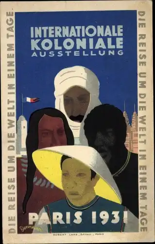 Künstler Ak Internationale Koloniale Ausstellung Paris 1931, Chinese, Afrikaner, Araber
