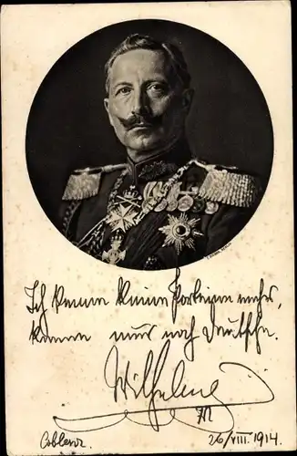 Ak Kaiser Wilhelm II., Ich kenne keine Parteien mehr, Zitat 1914
