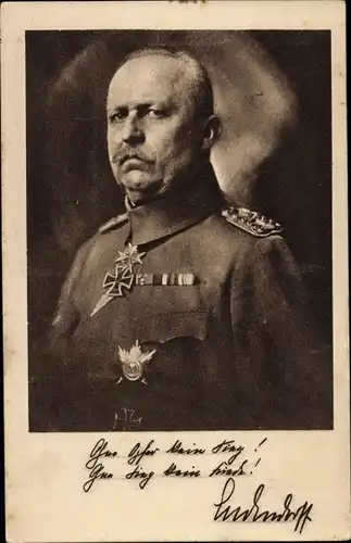 Ak General Erich Ludendorff, Ohne Opfer kein Sieg, Ludendorff Spende, Orden