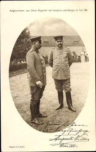 Ak Kaiser Wilhelm II., Generalfeldmarschall Paul von Hindenburg, Posen 1915