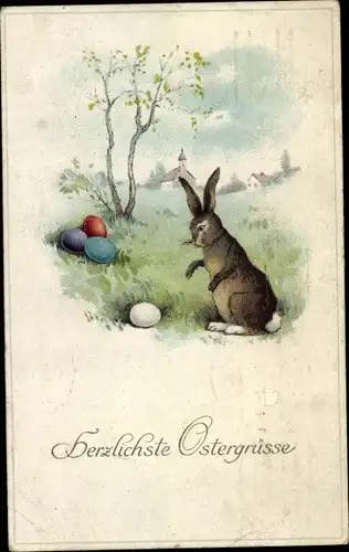 Ak Frohe Ostern, Osterhase, Ostereier