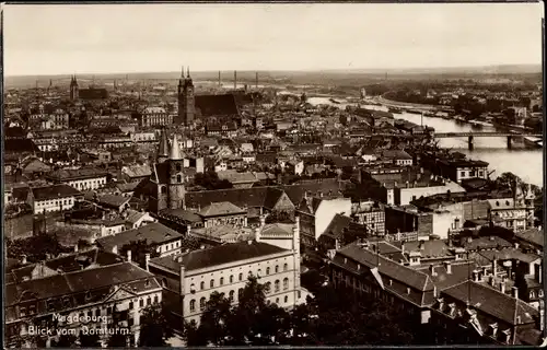 Ak Magdeburg in Sachsen Anhalt, Panorama, Blick vom Domturm