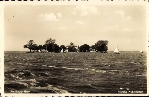 Ak Steinhude Wunstorf in Niedersachsen, Wilhelmstein im Steinhuder Meer, Segelboot