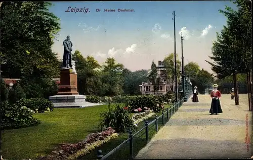 Ak Leipzig in Sachsen, Dr. Heine Denkmal