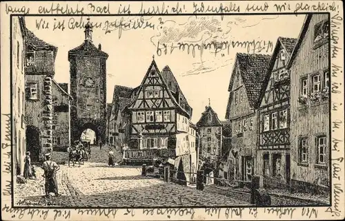 Ak Rothenburg ob der Tauber Mittelfranken, Plönlein