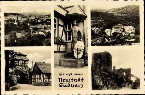 Ak Neustadt im Harz, Roland, Wappen, Tor, Fachwerkhaus