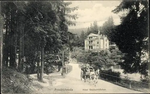 Ak Friedrichroda im Thüringer Wald, Hotel Waldschlösschen, Kutsche