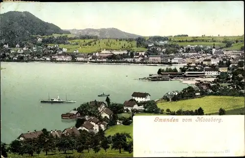 Ak Gmunden in Oberösterreich, Blick vom Moosberg