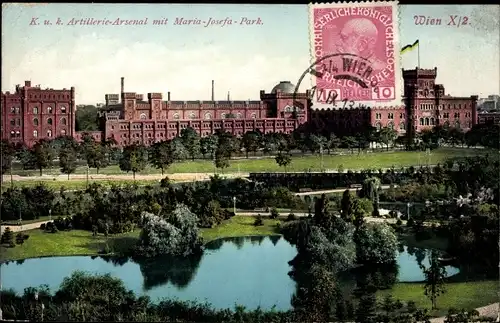 Ak Wien 10, K. u. k. Artillerie-Arsenal mit Maria-Josefa-Park