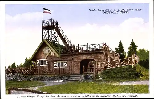 Ak Ilmenau in Thüringen, Heidenberg, Deutsche Hütte, Aussichtsturm