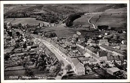 Ak Zöblitz Marienberg im Erzgebirge Sachsen, Fliegeraufnahme