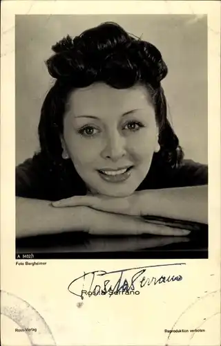 Ak Schauspielerin Rosita Serrano, Portrait, Ross Verlag A 3402/1, Autogramm