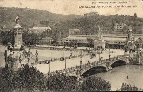 Ak Donostia San Sebastián Baskenland, Maria-Cristina-Brücke