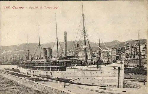 Ak Genova Genua Liguria, Dampfer Kaiser Wilhelm, Hafen