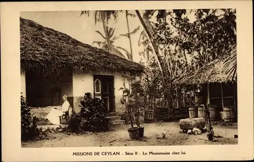 Ak Ceylon Sri Lanka, Der Missionar zu Hause