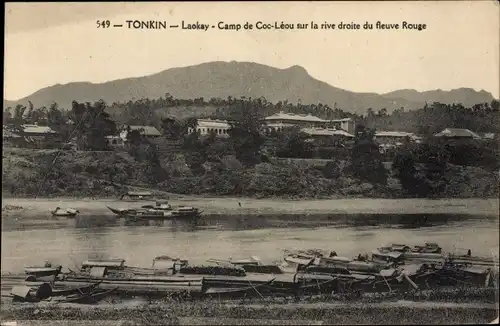 Ak Lao Cai Laokay Tonkin Vietnam, Coc Léou Camp am rechten Ufer des Roten Flusses