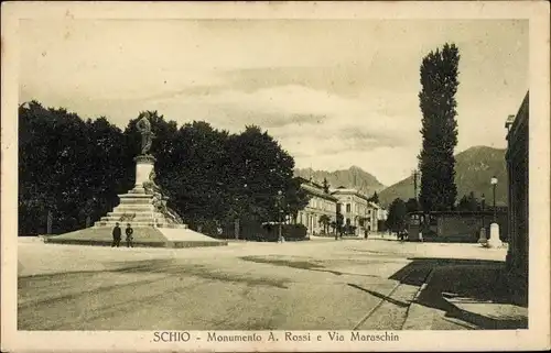 Ak Schio Veneto, Via Maraschin, Monumento A. Rossi