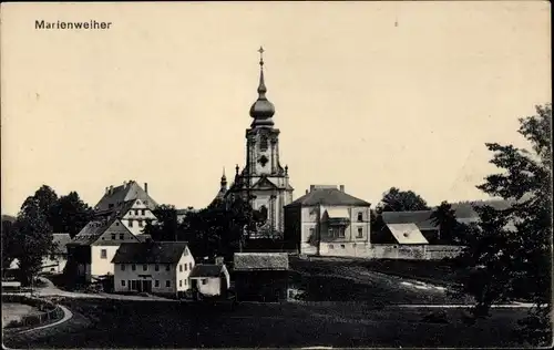 Ak Marienweiher Marktleugast im Frankenwald Bayern, Teilansicht, Kirche