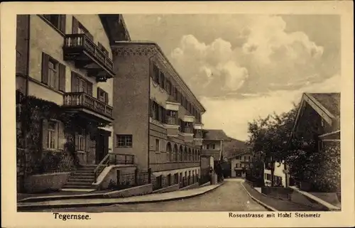 Ak Tegernsee in Oberbayern, Rosenstraße, Hotel Steinmetz