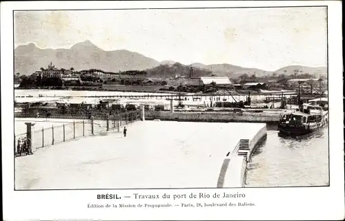 Ak Rio de Janeiro Brasilien, Arbeiten am Hafen von Rio